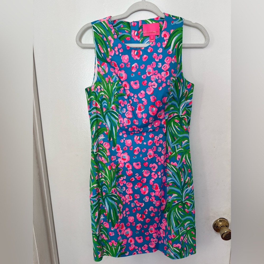Lilly Pulitzer Blue Dress with Pink and Green Floral Design